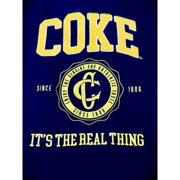 NEW! Coca-Cola by Staples Varsity Jacket Embroidery Blue Green Unisex SZ XL - Picture 6 of 9